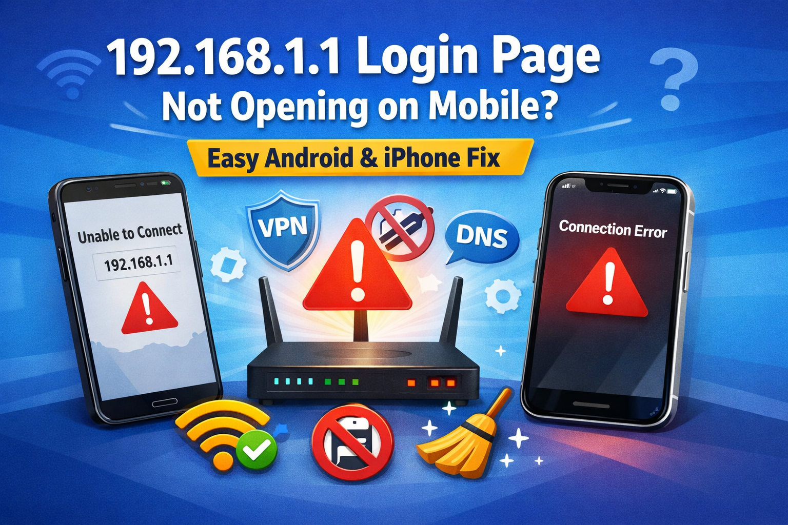 192.168.1.1 mobile login fix Android iPhone WiFi issue
